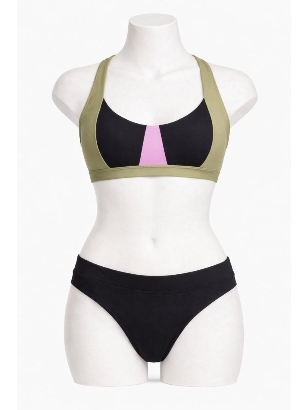 Prana Bikini Set Tulum Top & Summer Wave Bottom Women's Medium Black Color Block